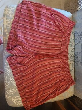 Striped Pink Women’s Elastic Waist Shorts